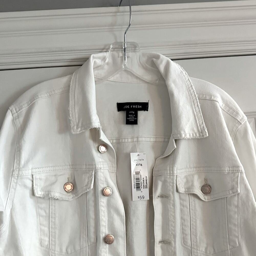 Joe Fresh White Denim Jean Jacket Size XL NWT Stretch Casual Outdoor - Picture 13 of 16